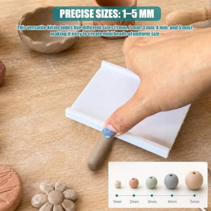 Polymer Clay Bead Roller Set 1-5mm, Dual-Sided Mini Ball Maker with Storage Stand, Professional Clay Bead Rolling Shaper Tool with 5Pcs Sculpting Tools for DIY Jewelry Earrings - Image 3