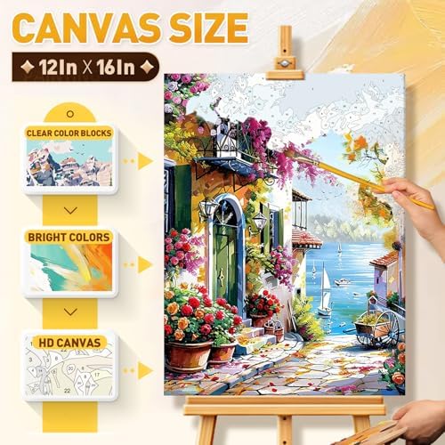 Qaisxoty Paint by Numbers Kit for Adult - Lane Road Rolled Adult Paint by Number, Complete Paint by Numbers Kit with Canvas, Box, Brushes, Acrylic Paints - DIY Home Decor & Gift (12”x16”) - Image 5