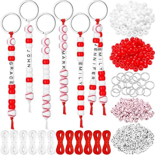 Landical 564 Pcs Baseball Keychain Making Kit DIY Name Bead Key Chain Craft by Landical