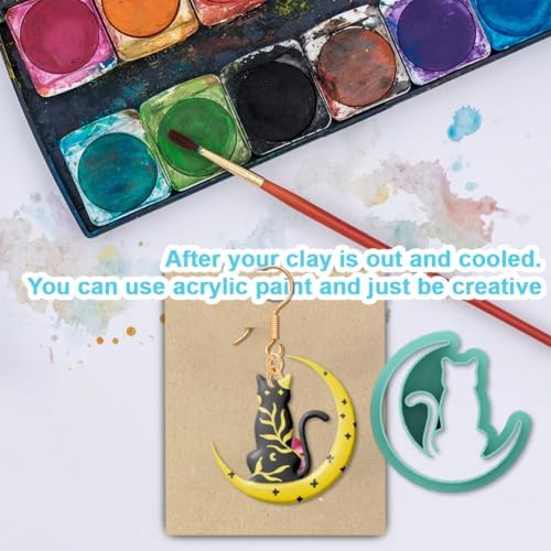 beinkmake 20Pcs Cats Polymer Clay Cutters Moon Kitten Clay Earrings Cutters - Image 7