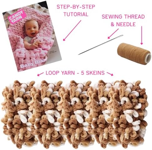 Beginner Craft Kit – Easy Loop Yarn Baby Blanket Kit for Adults & Kids, DIY Arm Knitting Kit with Soft Chenille Yarn, Perfect Handmade Gift (Multicolor) - Image 2