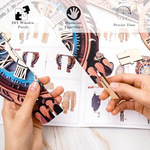 KAAYEE 3D Puzzles for Adults Owl Clock Bird Wooden Puzzle DIY Craft - Image 3