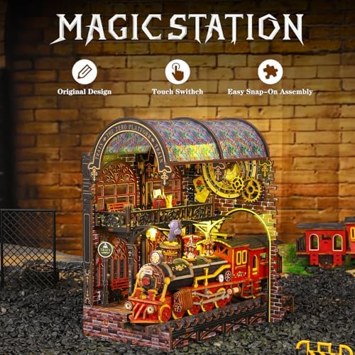 Book Nook Kit - DIY Miniature House Kit for Adults, LED 3D Puzzle Magic Station Book Nook Kits, Crafted in Premium Wood - Zero Platform - Image 6