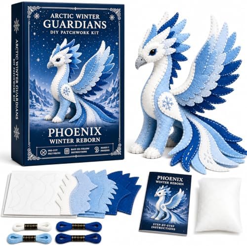 Winter Fantasy Animal Felt Sewing Kit, DIY Patchwork Craft Kit with Pre-Cut Felt Pieces, 3D Stuffed Animal Making Set for Beginners Adults Teens, Creative Home Decor Gift (F) by Unknown