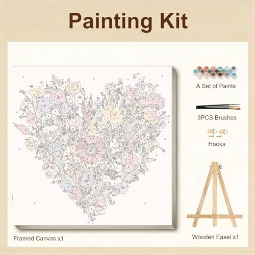 Gemozaic Flowers Paint by Numbers Kit for Adults with Frame and Easel - Image 4