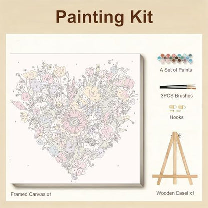 Gemozaic Flowers Paint by Numbers Kit for Adults with Frame and Easel - Image 4