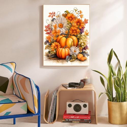 Thanksgiving Pumpkin Stamped Cross Stitch Kits for Beginners Adults - Flowers Counted Cross Stitch Kits Needlepoint Cross-Stitch Patterns Dimensions Needlecrafts Embroidery Kits Arts and Crafts - Image 4