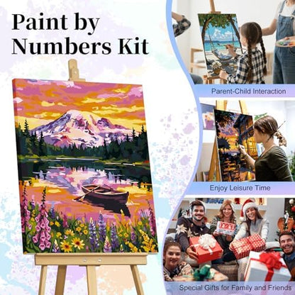 Paint by Numbers Kit for Adults, Mountain Lake Number Painting Canvas Kit - Image 7