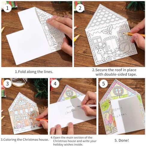 VYRANA Christmas DIY Coloring Greeting Cards, 20Pcs Holiday Blank Art Paper Cards for Kids Adults, Festive Xmas Party Craft Supplies, Gift Ideas for Mom, Friends, Thank You & Greeting Card Collection - Image 4