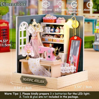 TuKIIE DIY Miniature Dollhouse Kit with Furniture, 1:24 Scale Creative Room Mini Wooden Doll House Plus Dust Proof for Kids Teens Adults(Beatific Atelier) | 1:24 Scale Creative Room Mini Wooden Doll House Accessories for Kids Aged 14+(Beatific Atelier) - Image 3