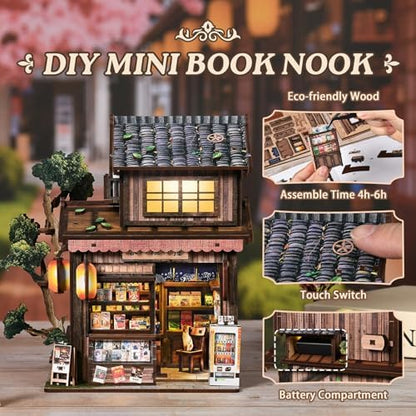 DIY Book Nook Kit, 3D Wooden Puzzle with LED, Spring Grocery Store - Image 2