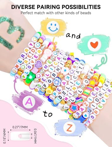 ARTDOT 1400 Pieces Letter Beads for Friendship Bracelets Making Kit, 28 Styles Assortment Jewelry Making Supplies Alphabet Beads Set with Cases Preppy Crafts Gifts, Multicolor White Box Packed - Image 4