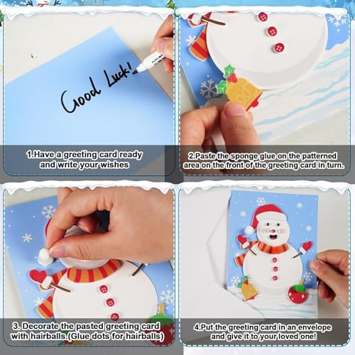 24 Sets Christmas Winter Card Making Craft Kit for with Envelopes DIY 3D Snowman Cards Crafts Make Your Own Greeting Card Making Supplies for Holiday Xmas Party Home Classroom Decor Activities - Image 4