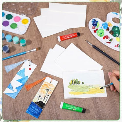 200 Pcs Watercolor Bookmark Making Kit with Cards, Envelopes & Tassels - Image 4