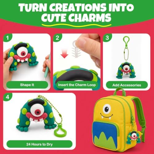 Air Dry Clay Kit for Kids, 12 Monsters Modeling Magic Clay Sculpting Set, DIY Party Favors Arts & Crafts for Kids Ages 4-12, Ultra Light & Soft, Safe & Non-Stick with Tools & Tutorials - Image 4