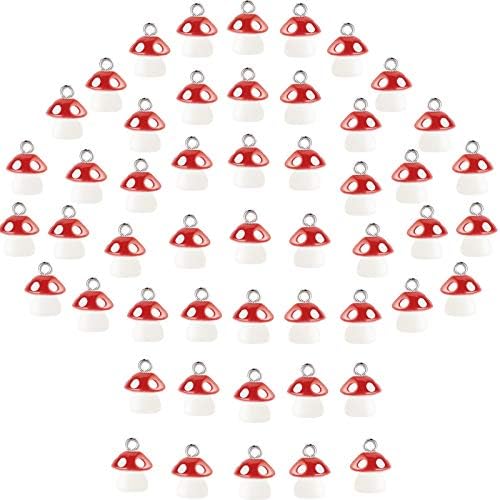 Jetec 50 Pieces DIY Mushroom Resin Charm Pendant Jewelry Finding Charm DIY Decor Making Resin for Women Bracelet Necklace Earrings Keychain Craft by Jetec