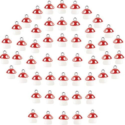 Jetec 50 Pieces DIY Mushroom Resin Charm Pendant Jewelry Finding Charm DIY Decor Making Resin for Women Bracelet Necklace Earrings Keychain Craft by Jetec