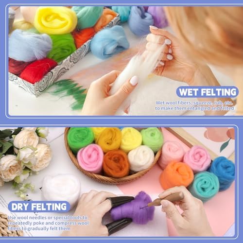 IMZAY 50 Colors Needle Felting Wool, 5g/Pack Wool Roving Yarn - Image 5