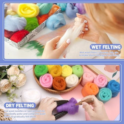 IMZAY 50 Colors Needle Felting Wool, 5g/Pack Wool Roving Yarn - Image 5