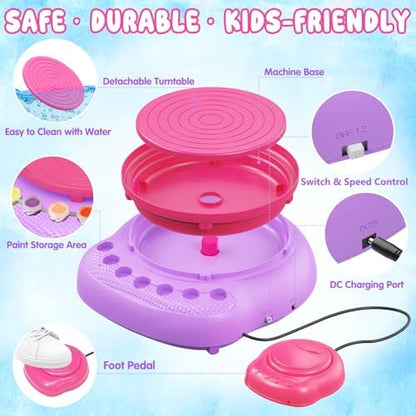 Weilim Pottery Wheel for Kids Beginners, Air-Dry Clay & Paint Kit Ages 6-12 - Image 6