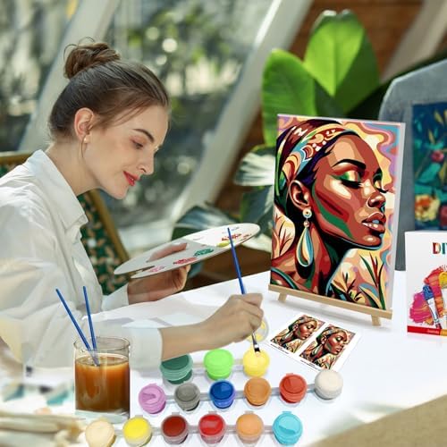 HeeBenor Framed Paint by Numbers Kit for Adults, Black Women, 8x12 Inch - Image 5
