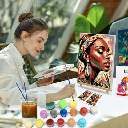 HeeBenor Framed Paint by Numbers Kit for Adults, Black Women, 8x12 Inch - Image 5