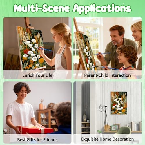 MAXBYE Framed Paint by Numbers Kits for Adults with Wooden Easel, Floral Botanical Easy DIY Adult Paint by Number Kits on Canvas, Paintings Kit for Beginners Gift Home Wall Garden Decor 10×14 Inch - Image 7