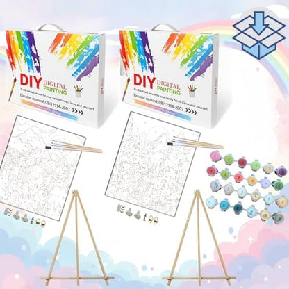BAISITE Paint by Numbers Kit for Adults Beginners,8" Wx12 L 2 Pack Canvas for Painting Kits for Adults in Colorful Box 7172-ALREADY Framed - Image 3