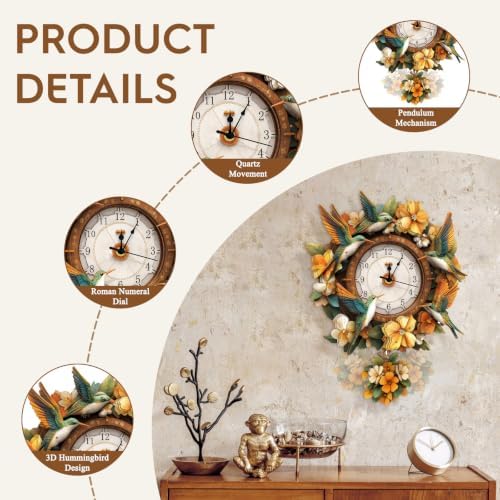 3D Puzzles for Adults Wooden Hummingbird Puzzle Clock Adult Crafts - Image 4
