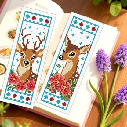 ORIGACH 6 Set Deer & Flower Cross Stitch Bookmark Kit for Beginner - Image 5