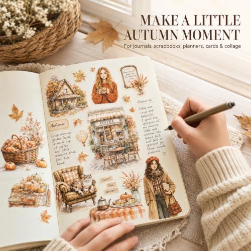 Autumn Stickers for Journaling, 448 Pcs Transparent PET Set - Image 2