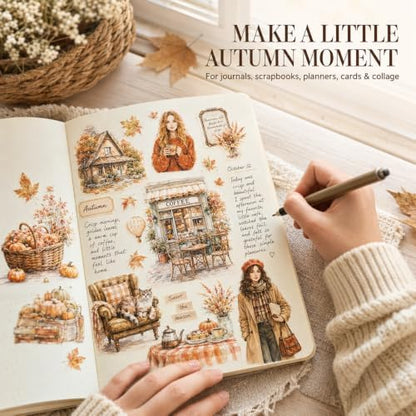 Autumn Stickers for Journaling, 448 Pcs Transparent PET Set - Image 2