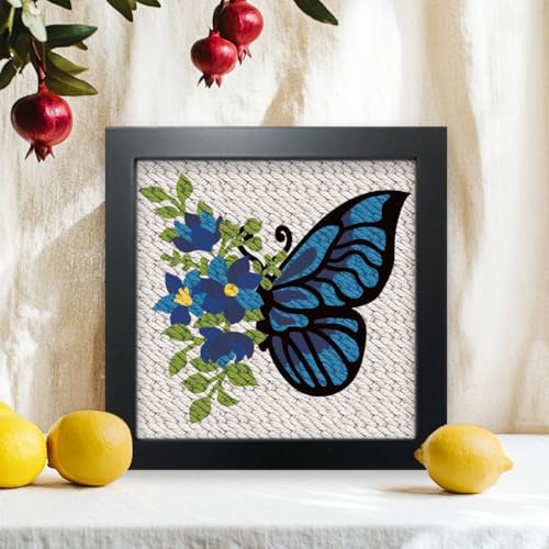 BEUNITONE 2 Sets DIY Punch Needle Kits for Beginners,Butterfly Pre-Printed Pattern,Embroidery Punch Needle Starter Kits for Adults,Includes Pre-Printed Cloth,Yarns,Hoops,Threader and Instructions - Image 5