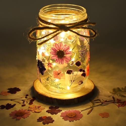 Tinideya 154 Pcs DIY Pressed Flowers Mason Jar Set Dried Flower Centerpiece - Image 5