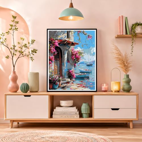 NXIKYO Seaside House Paint by Number for Adults Beginners, Scenery Adults Paint by Numbers Kits on Canvas, DIY Oil Painting Acrylic Paints for Home Wall Art Decor(16x20inch) - Image 7
