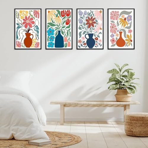 TCDZMYGS 4 Pack Flower Paint by Numbers Kit for Adults Beginner,Vase Easy Paint by Number Kits with Frame,DIY Acrylic Oil Painting by Numbers for Home Wall Decor 8 x 12 inch - Image 4