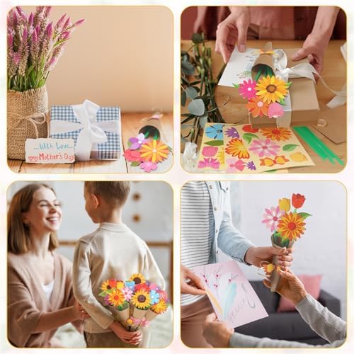 Motipuns 24 Set Flower Bouquet Craft Kit Graduation DIY Flower Paper Crafts Colorful Make Your Own Gifts Craft for 2026 End of Year Last Day of School Gifts Home Classroom Activities - Image 6