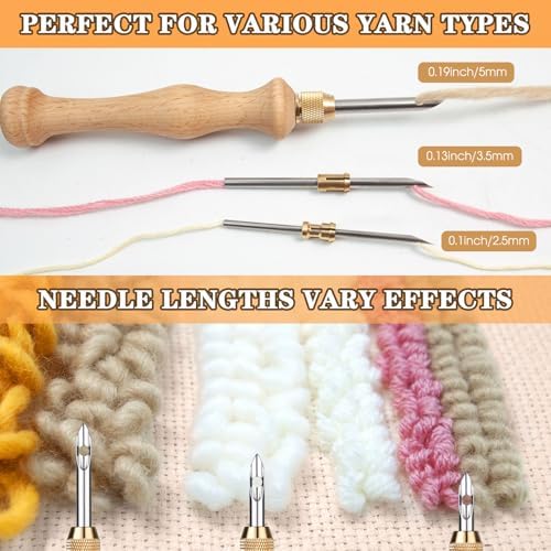 4 Sets of Punch Needle Kit with Storage Box,Adjustable Punch Needle Tool with1.6mm/2mm/2.5mm/3.5mm/5mm Metal Needles,Punch Needle Adults Beginner for DIY Craft,Perfect for Decoration and Gifts(Blue) - Image 6