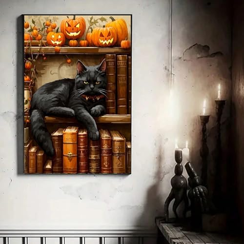 cupmod Cat Paint by Numbers Kit for Adults,Halloween Adults Paint by Numbers Kit,Pumpkin Number Painting,Watercolor Oil Painting by Number for Home Wall Decor 16x20inch - Image 5