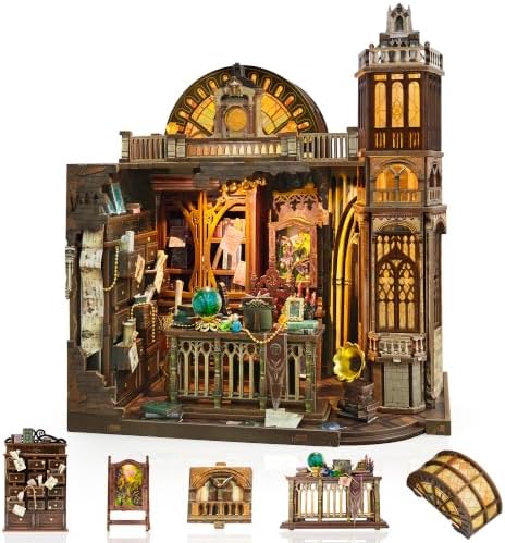 SUNNINO Book Nook Kits for Adults, Magic Library DIY Miniature Dollhouse by SUNNINO
