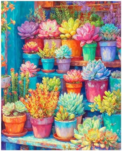 XTCIXAL Paint by Numbers Kit for Adults, Succulent - 16X20 Inch by XTCIXAL