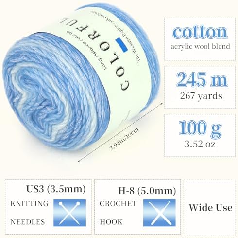 Aeelike Cake Yarn for Crocheting, Soft Ombre Crochet Yarn, Light Blue - Image 3