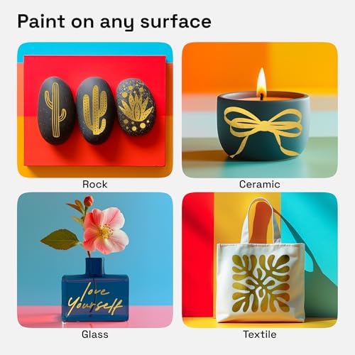 ARTISTRO 5 Gold Dual-Tip Acrylic Paint Marker Pens for Drawing - Image 2