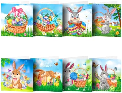 8PCS Outdoor Rabbit DIY Greeting Card Kits with Envelopes Diamond Art Greeting Cards Diamond Art Cards Kits for Adults DIY Crafts Family Friend Gifts by Unknown