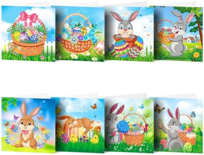 8PCS Outdoor Rabbit DIY Greeting Card Kits with Envelopes Diamond Art Greeting Cards Diamond Art Cards Kits for Adults DIY Crafts Family Friend Gifts by Unknown
