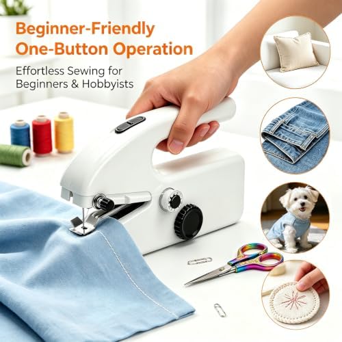 Hand Held Sewing Machine for Adults & Beginners, with a 15 PCS Basic Sewing Kit, Portable Mini Hand Sewing Machine, Dual Power (AC/DC) for Quick Repairs, DIY Projects on Clothes, Jeans, Home & Travel - Image 3