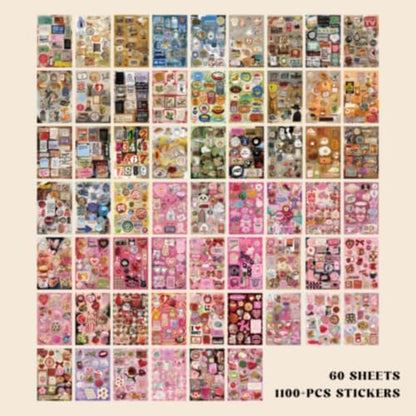 PRSTINCOL Vintage Sweetheart 2 in 1 Sticker Book Set, Includes Vintage and Sweetheart Each 30 Pages of Ephemera Stickers, Aesthetic Junk Journaling Supplies for Scrapbooking Adults,8.3 by 5.5 Inches - Image 3