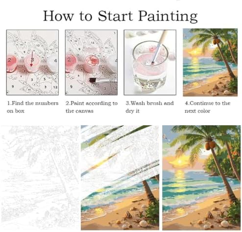 ZRIZQ Beach Paint by Numbers Kit for Adults Beginner,Landscape,16x20 - Image 5