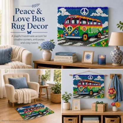 Love & Peace Bus Latch Hook Rug Kits for Adults Beginners 20" X 15" - Image 2