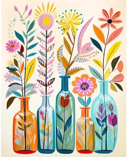 JATOK Paint by Numbers Kit for Adults Beginners, Flowers DIY Easy Acrylic Oil Painting by Numbers on Canvas, Paint-by-Numbers Drawing Kits for Gift Home Wall Decor Without Frame 16x20in by JATOK